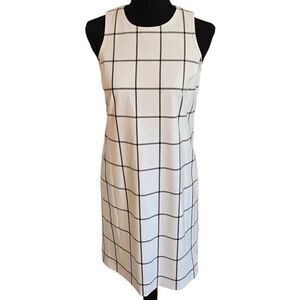 Worth New York Women's Check Sleeveless Lined Sheath Dress White Black Size 0